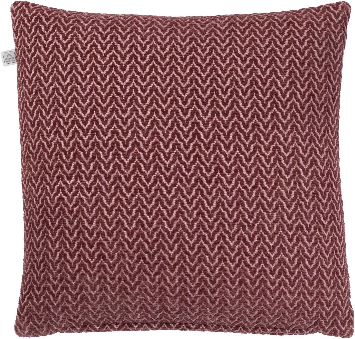 Vierkant bordeaux sierkussen 45x45 cm met zigzag patroon en zichtbare rand