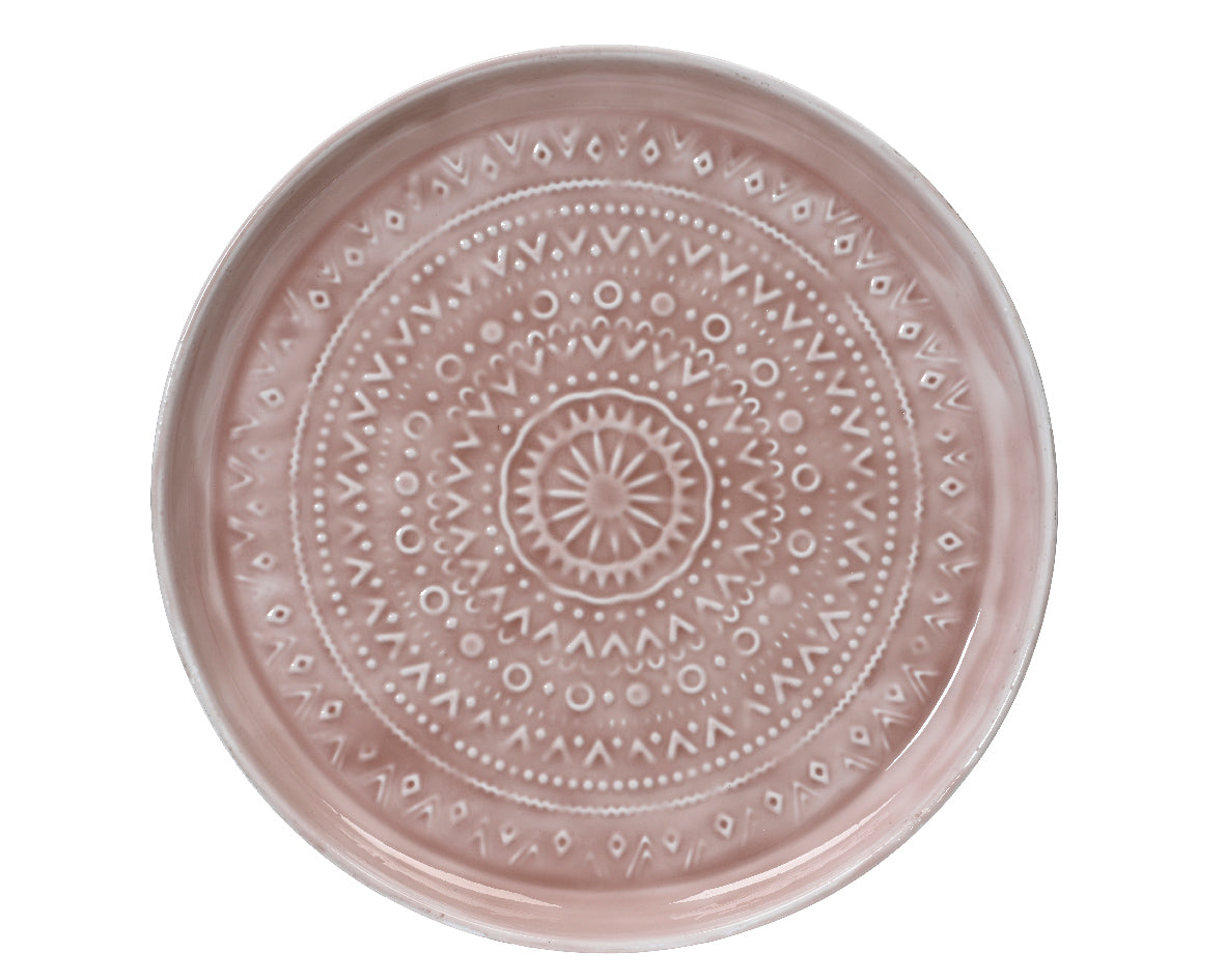 Rond blad met lichtroze decoratieve mandala-afwerking van ijzer