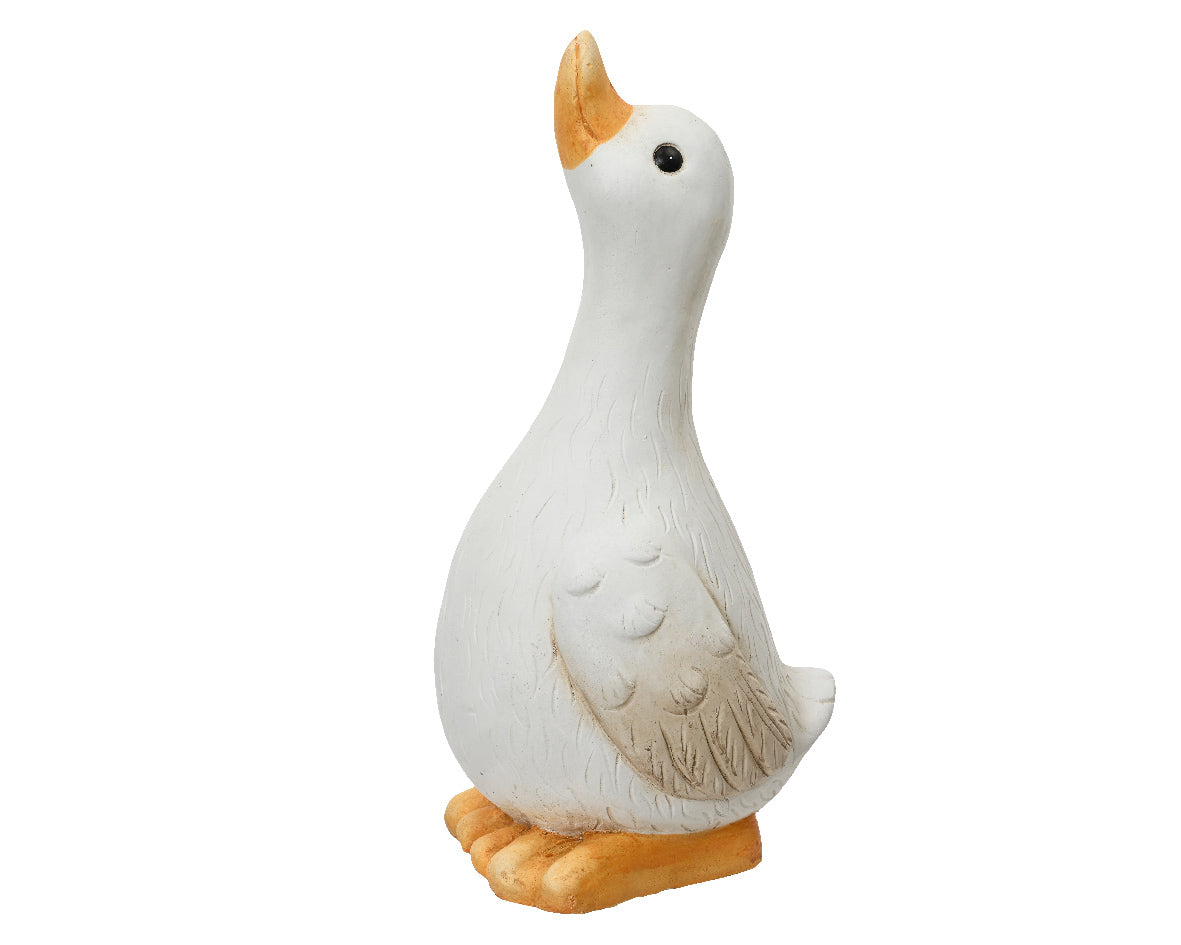 Witte eend decoratief beeldje met oranje snavel en poten