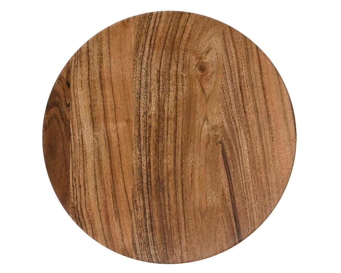 Ovaal acaciahouten bord, close-up houtnerf