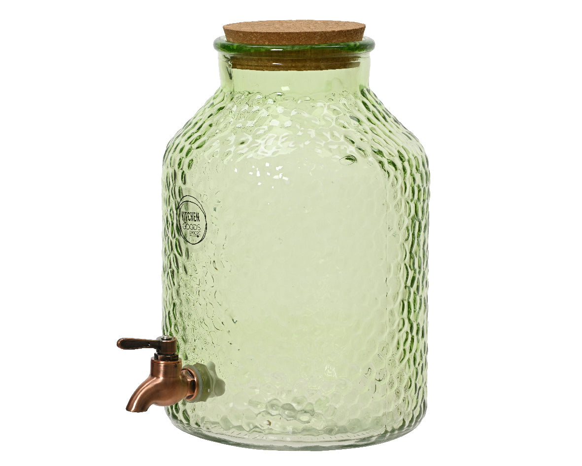 Watertapglas met kraantje en kurkdeksel