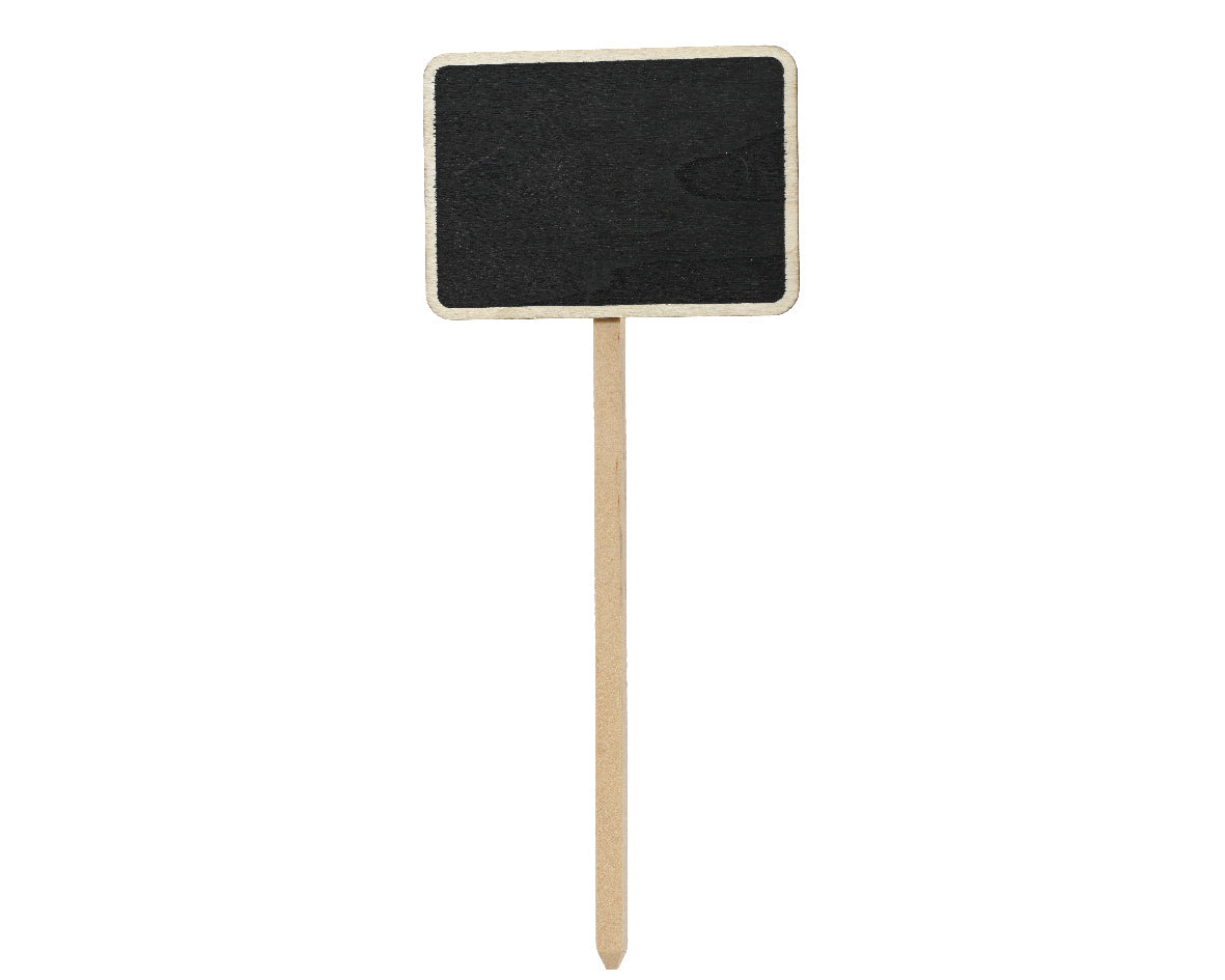 Krijtbord triplex met zwart krijtvlak op houten prikker