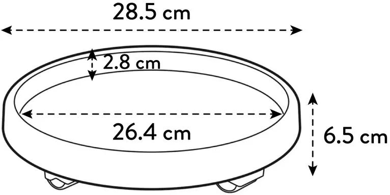 Plantentrolley met maatopgave: 28,5 cm Ø en 6,5 cm hoogte, antraciet