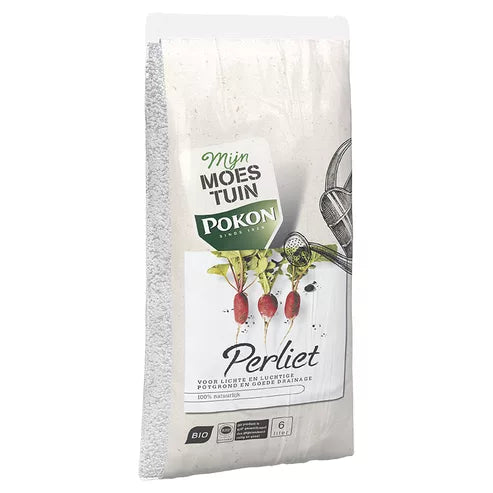 BIO perliet zak, wit met groene en rode Perliet print