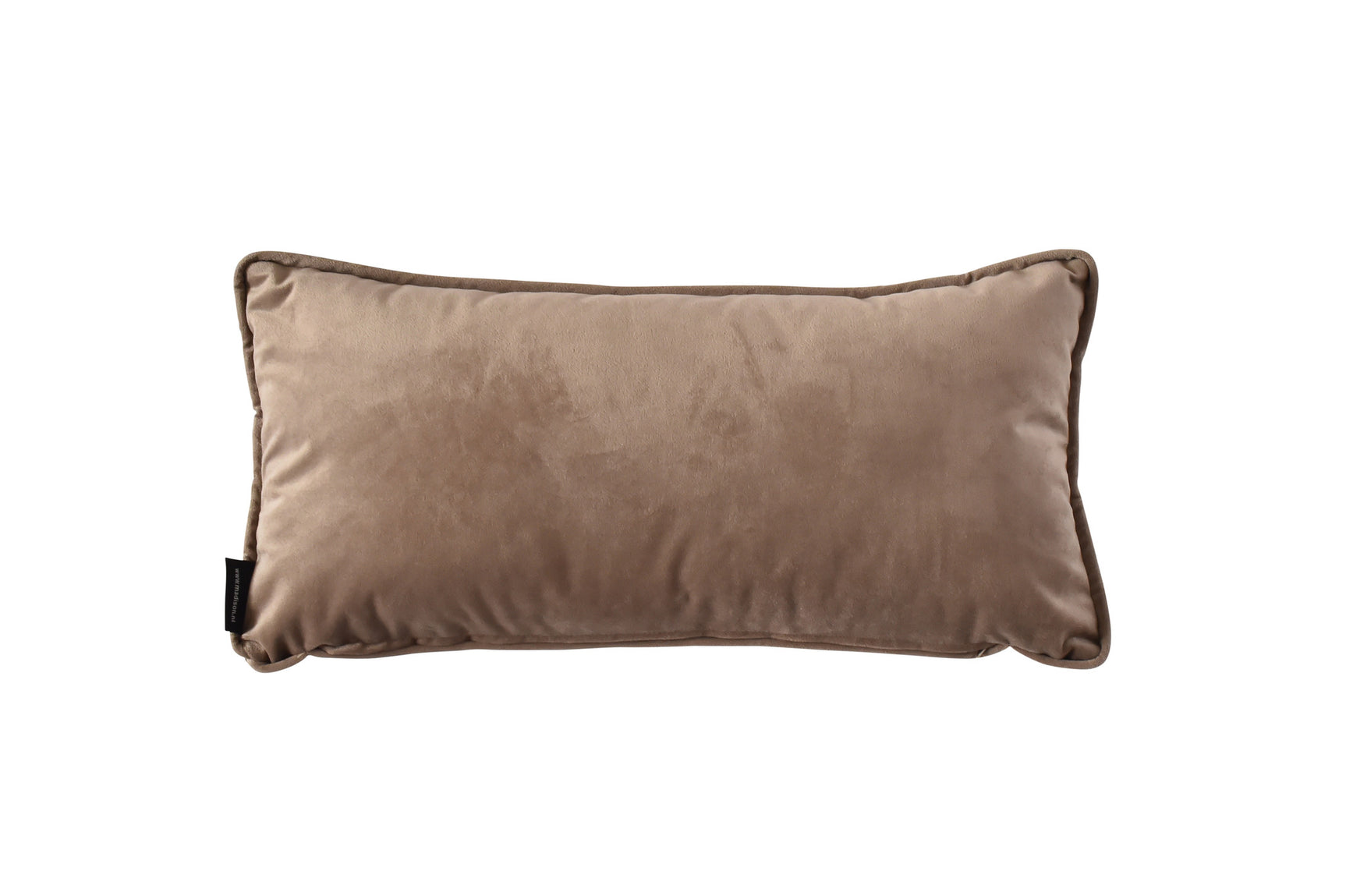 Taupe sierkussen London 60x30 cm, rechthoekig met gladde stof en zwarte lus