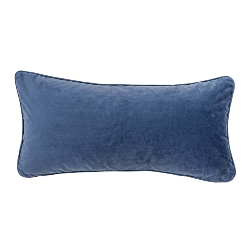 Donkerblauw rechthoekig sierkussen van fluweel, 60x30 cm