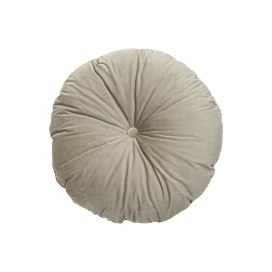 Taupe rond poefkussen (Ø 50 cm) met knoop en plooien
