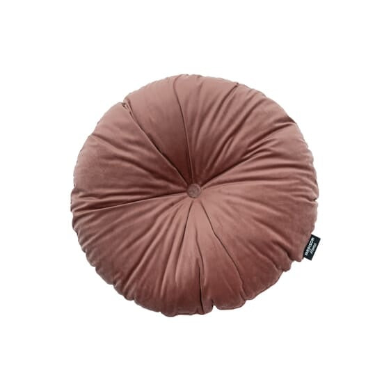 Rond roze kussen met knoop- en ribstiksels, Ø50 cm