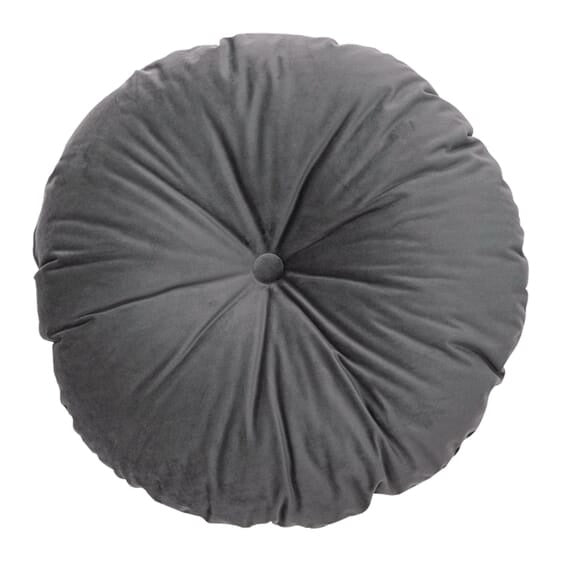 Rond grijs poefkussen met knoopdetail in het midden, Ø75 cm