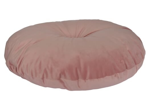 London pink rond kussen Ø75 cm, rozeachtig met gladde bovenzijde en plooien