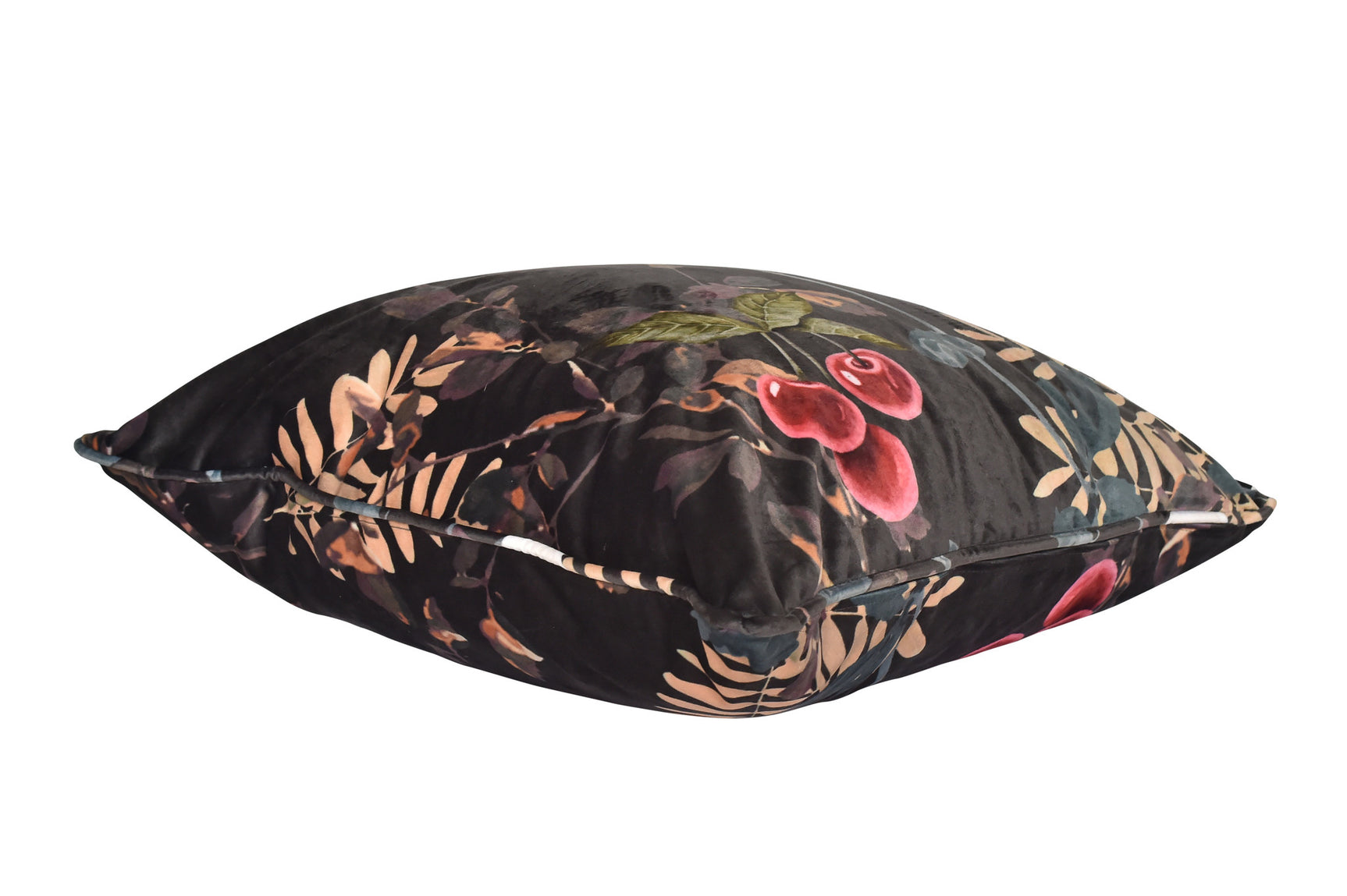 Sierkussenhoes 60x60 cm met zwarte ondergrond en botanische bloemenprint