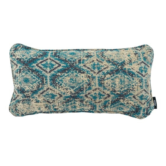 Kussenhoes 60x30 cm met blauw, ruit- en textuurpatroon, rechthoekige vorm