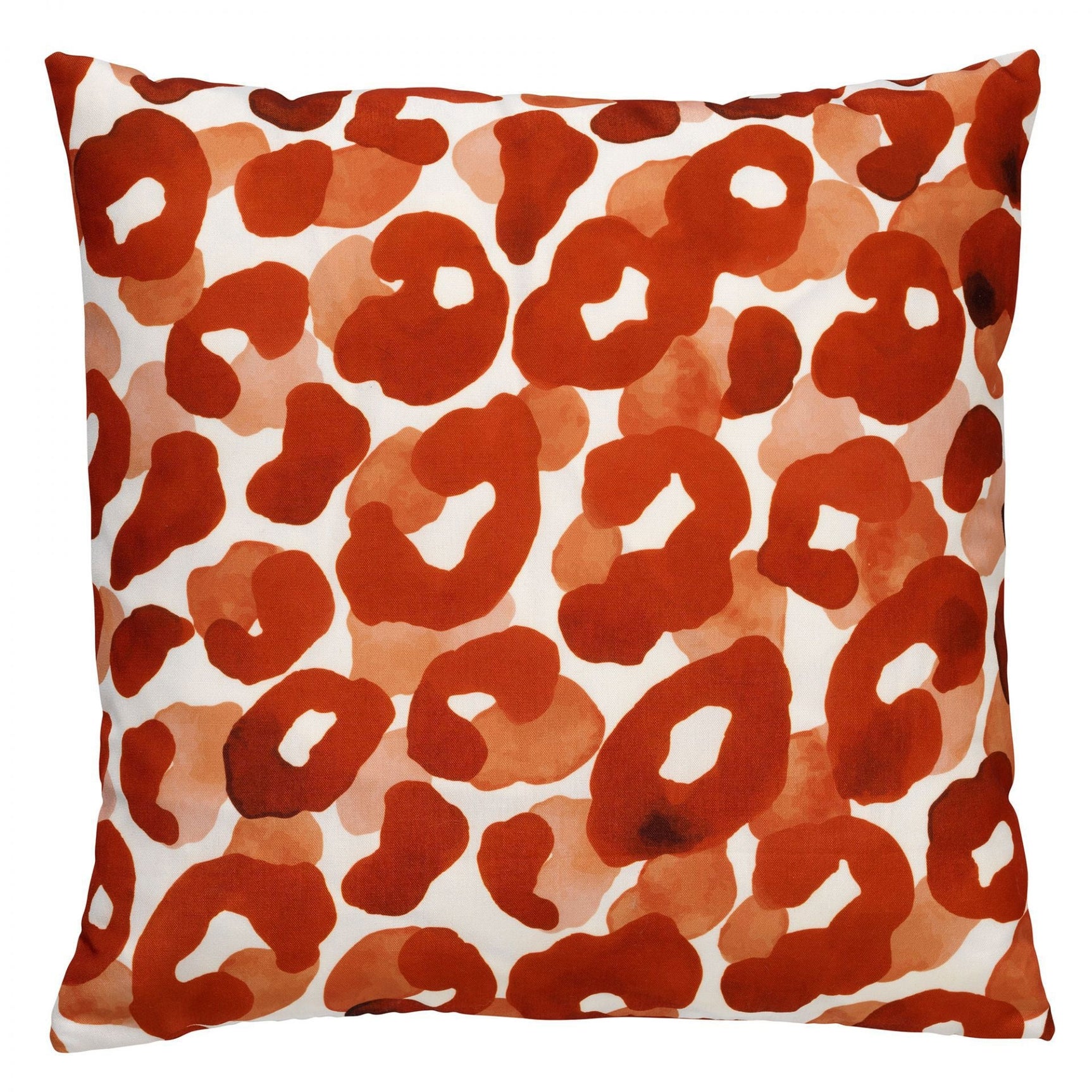 Sierkussen met rood-oranje en witte luipaardprint, rechthoekig