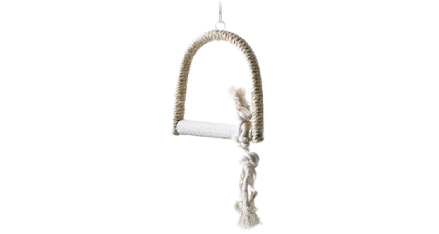 Flamingo sisal mandje met ophanglus en witte franjes
