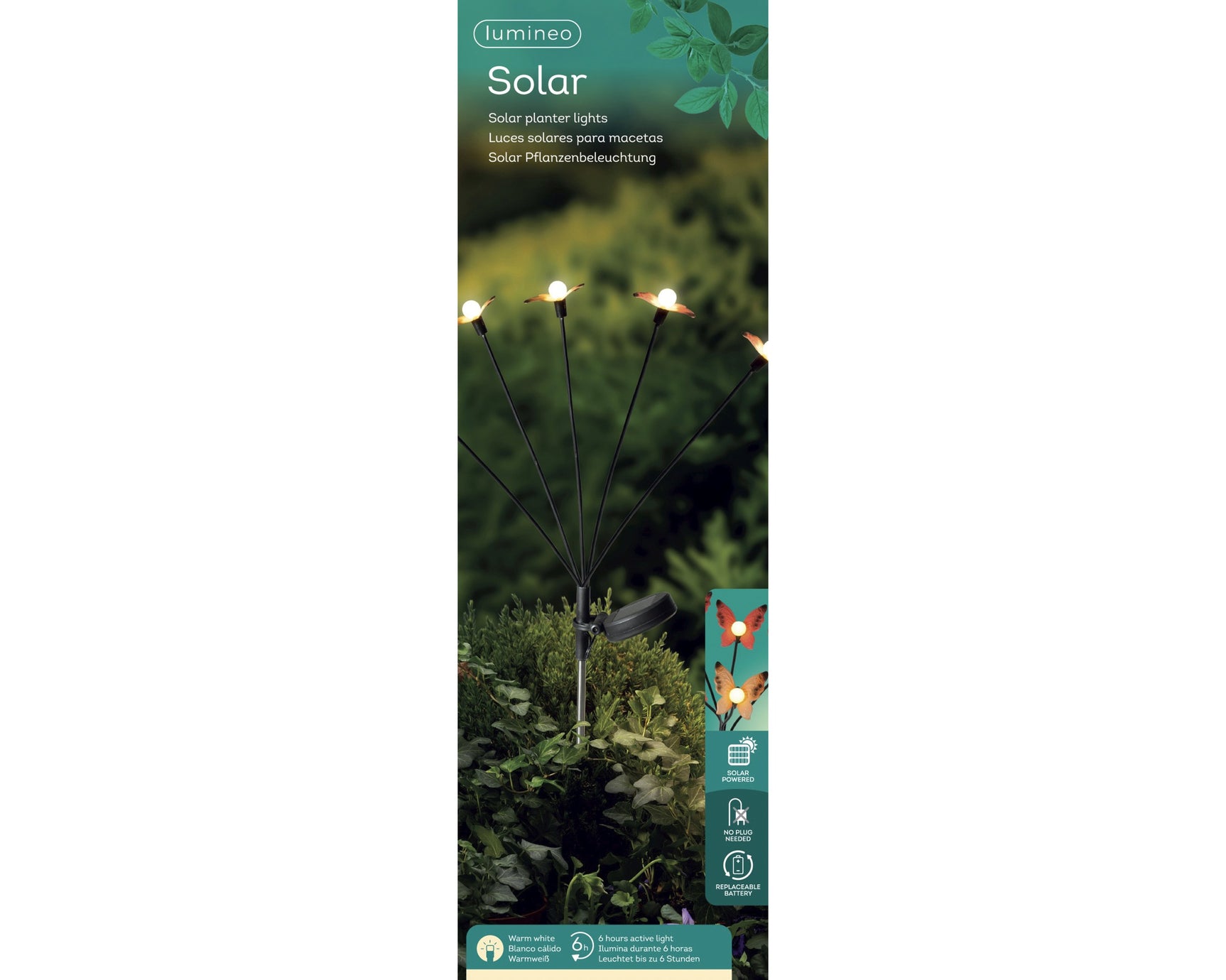 Verpakte solar tuinverlichting met vlinder design voor buiten