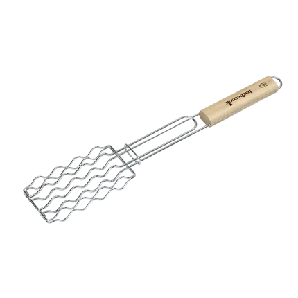 Worstenklem van chroom met houten handgreep, 51 cm