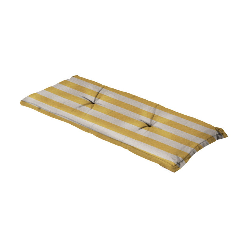 Bankkussen 120x48 Amora, geel met wit gestreepte stof en knoopsluiting aan uiteinde