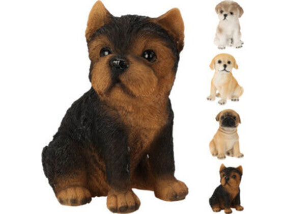 Pluche hondfiguur, bruin/zwart, 14 cm