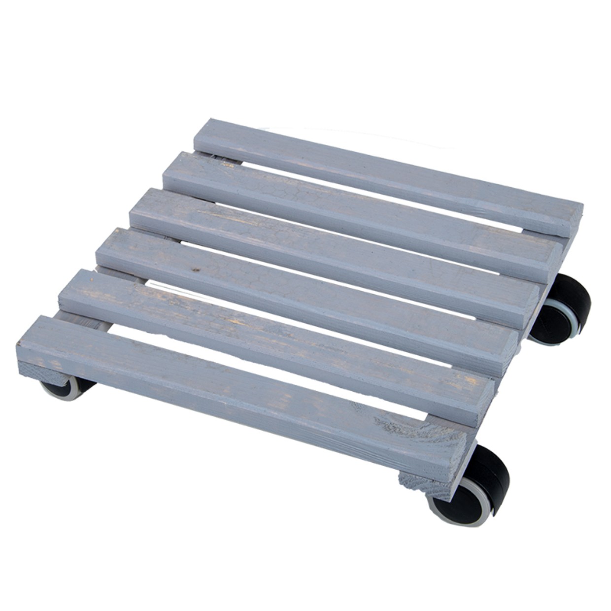 Vierkante indoor trolley met grijze planken en ronde zwenkwielen, Esschert Design