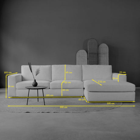 UNO met chaise longue rechts - Ambience 2 Cream