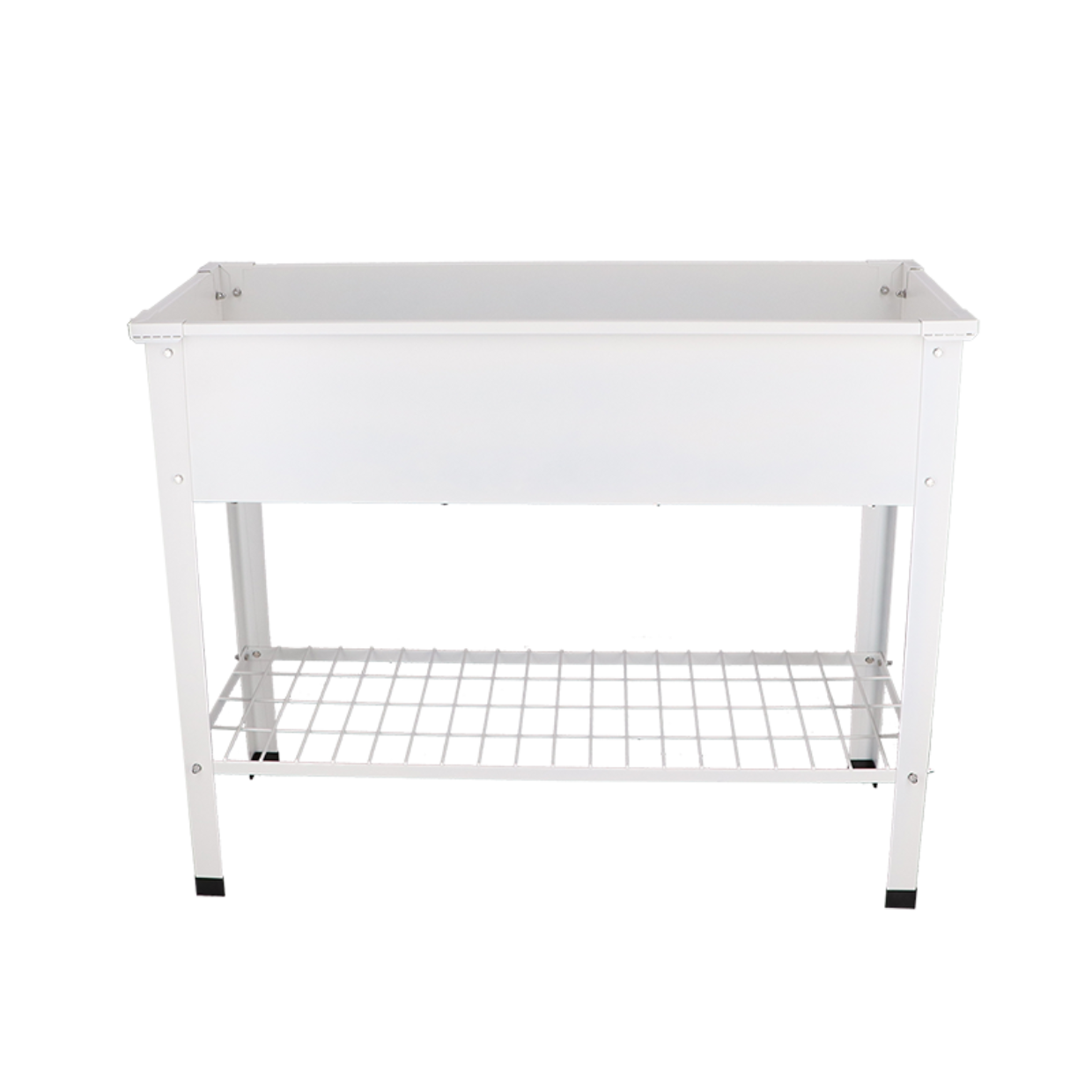 Witte verhoogde metalen kweekbak met open roosterbodem en frame