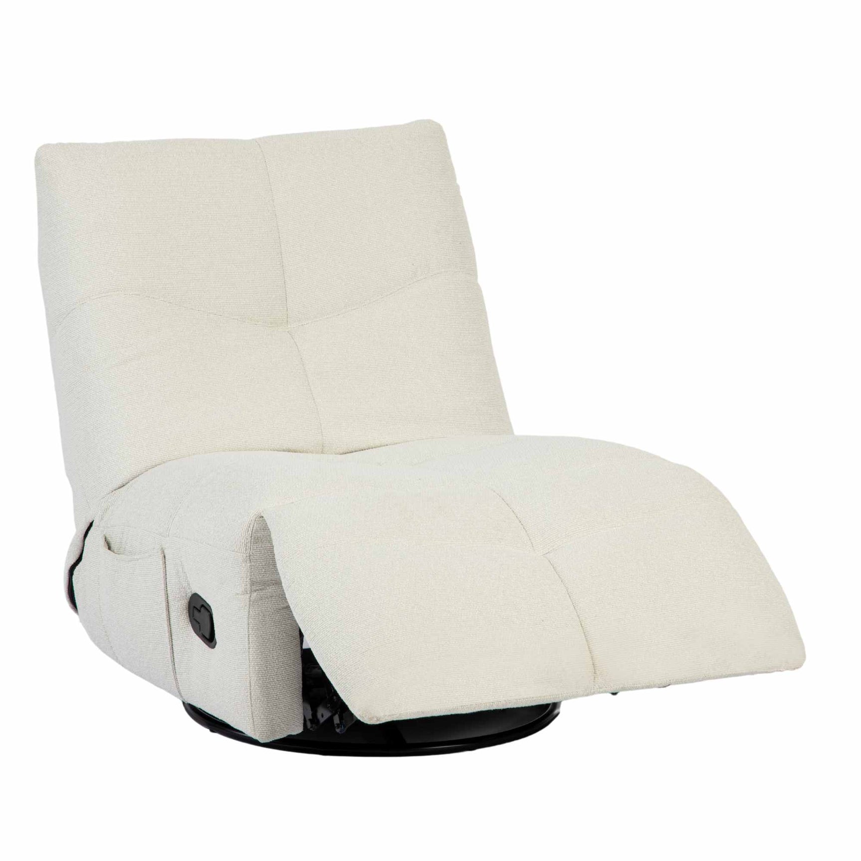 Relaxfauteuil naturel drie kwart met ingewerkte bediening aan de armleuning