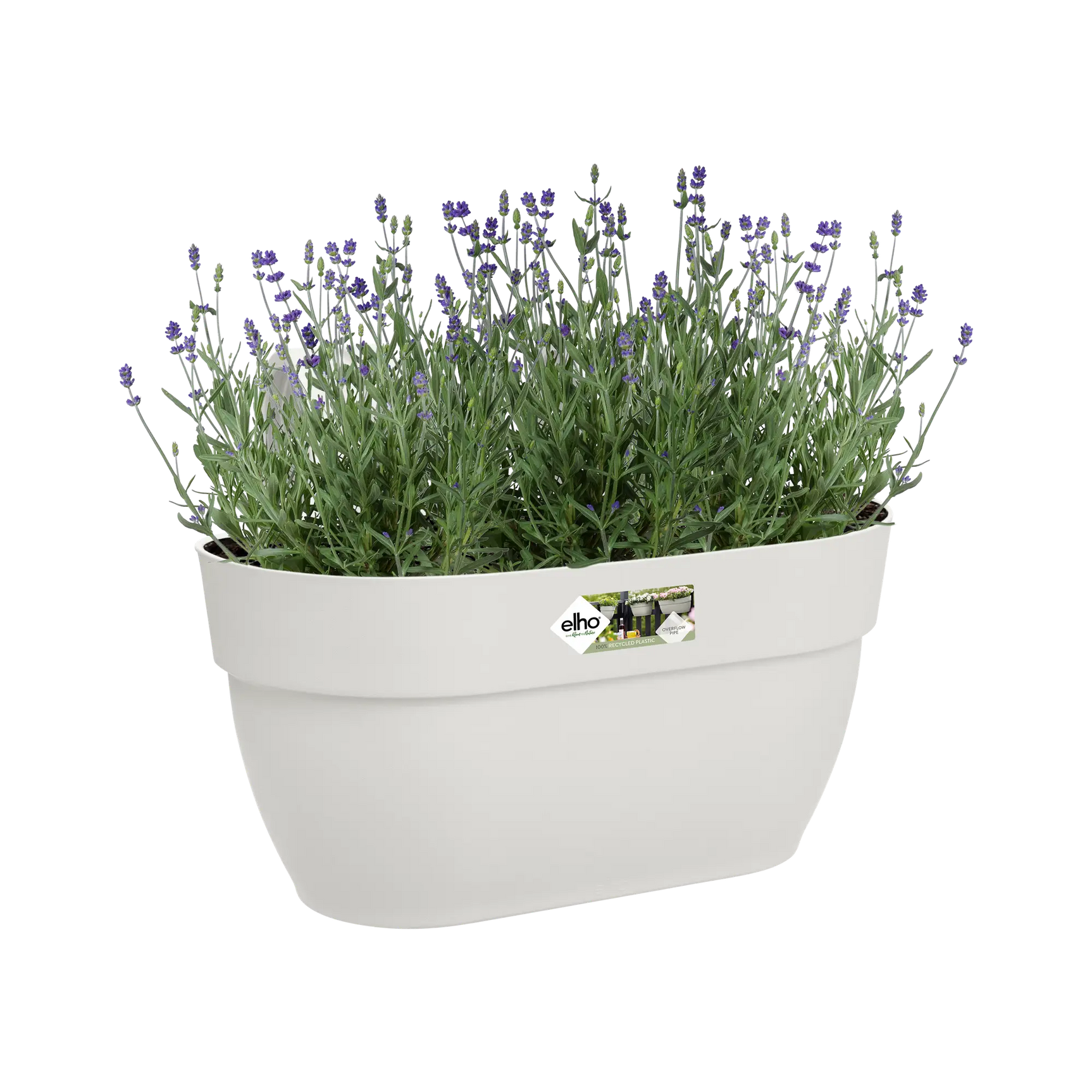 Elho vibia easy hanger plantenbak, wit, met bloemen en groene stengels