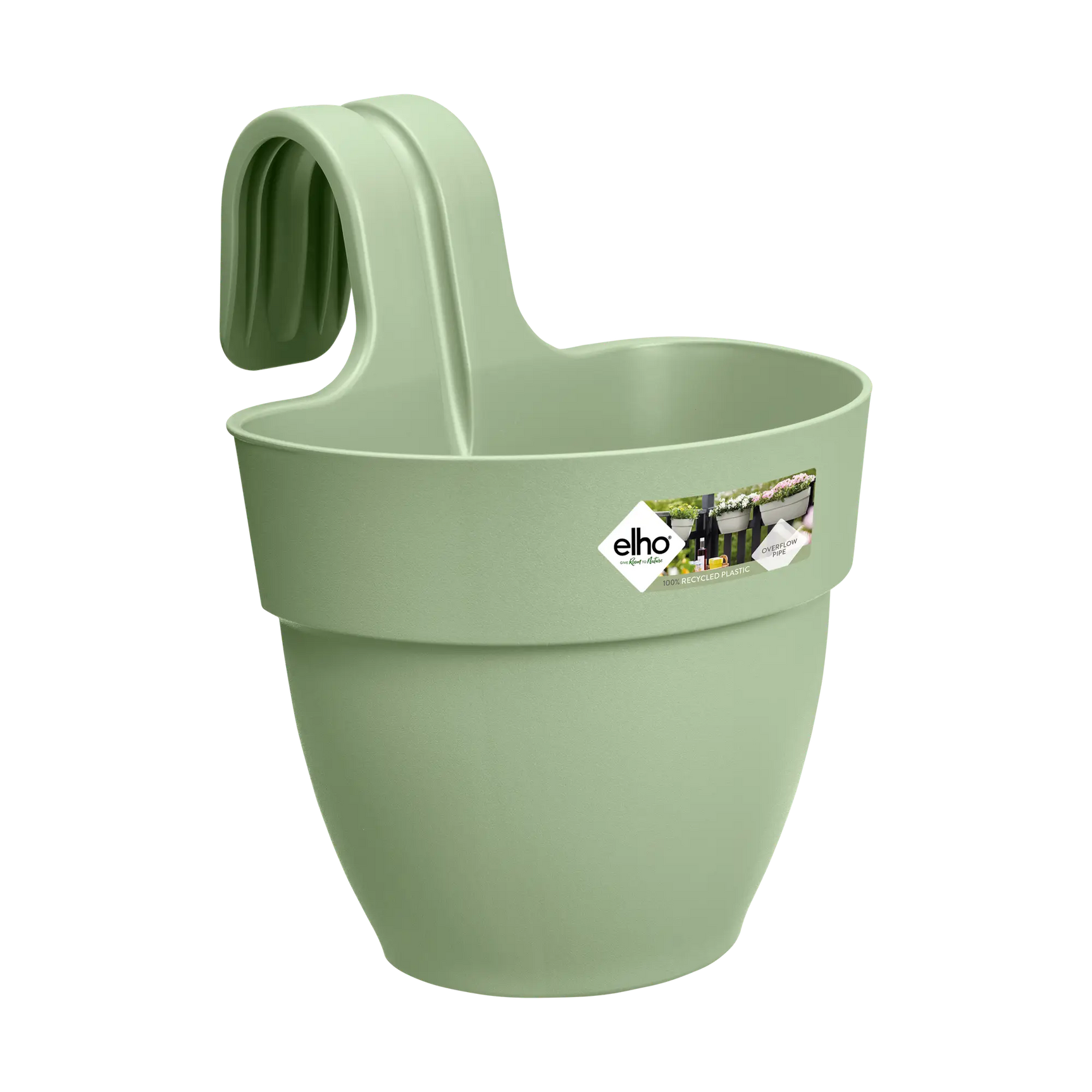 Pistachegroene hangpot met brede rand en ophangbeugel, small formaat