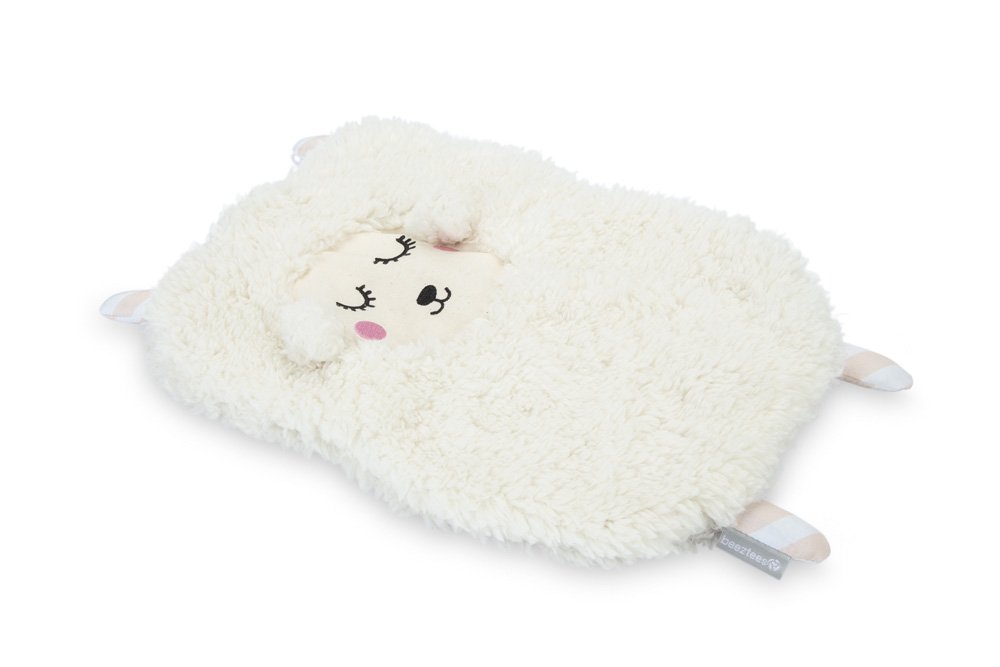 Pluchen knuffel met schattig puppygezicht, roomkleurig, met oortjes en label