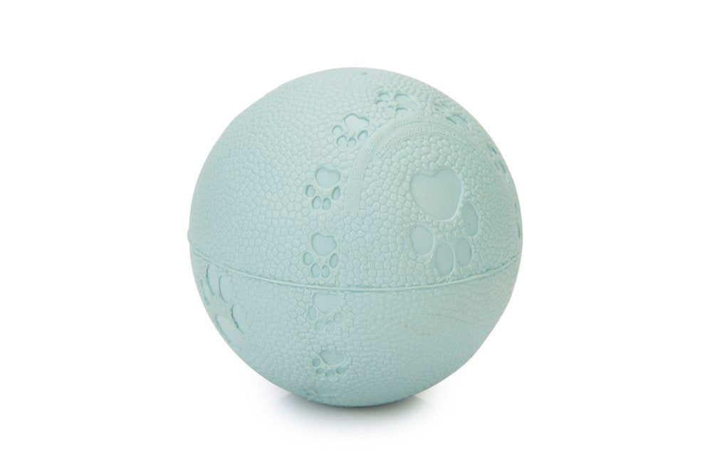 Rubberen speelbal met puppy- en pootafdrukken, lichtgroen