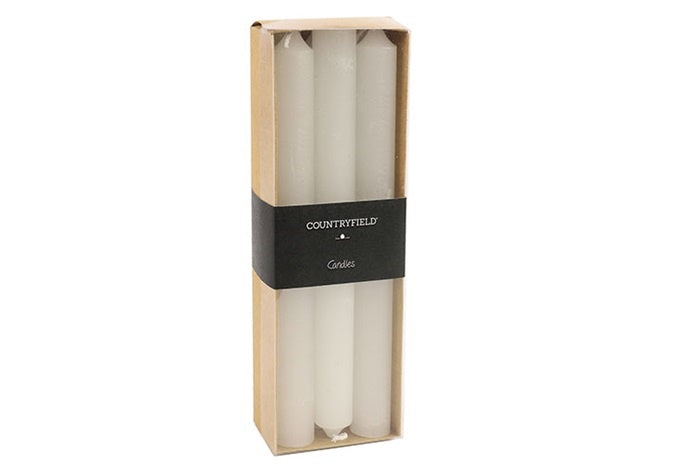 Set van 6 witte kaarsen in kartonnen verpakking
