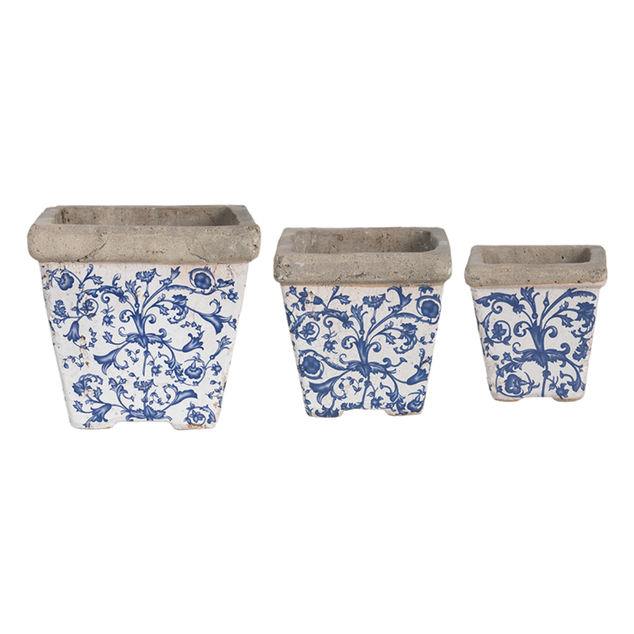 Esschert design - Aged ceramic bloempot set van 3