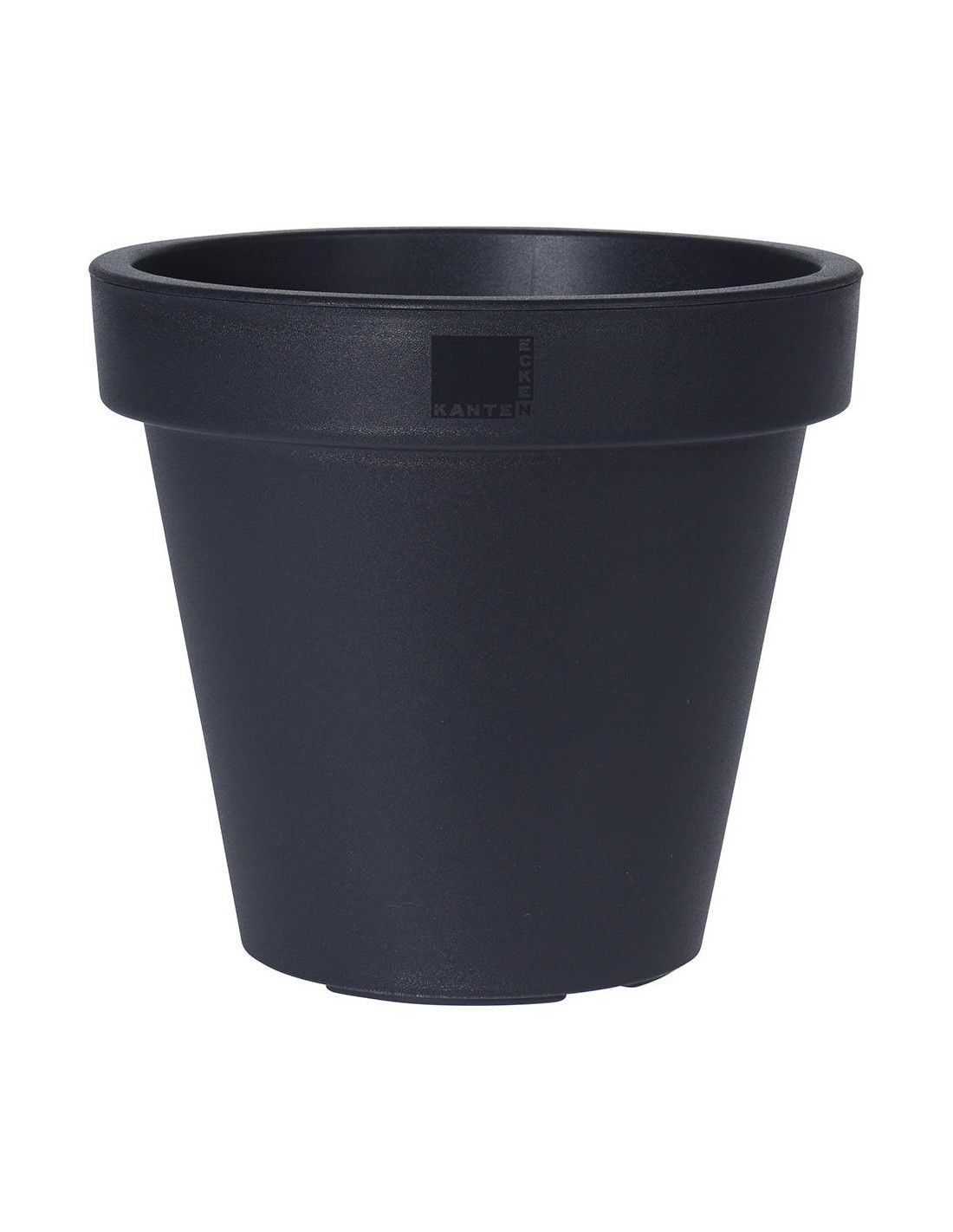 Ronde kunststof bloempot, antraciet, Ø20 cm, met brede rand.