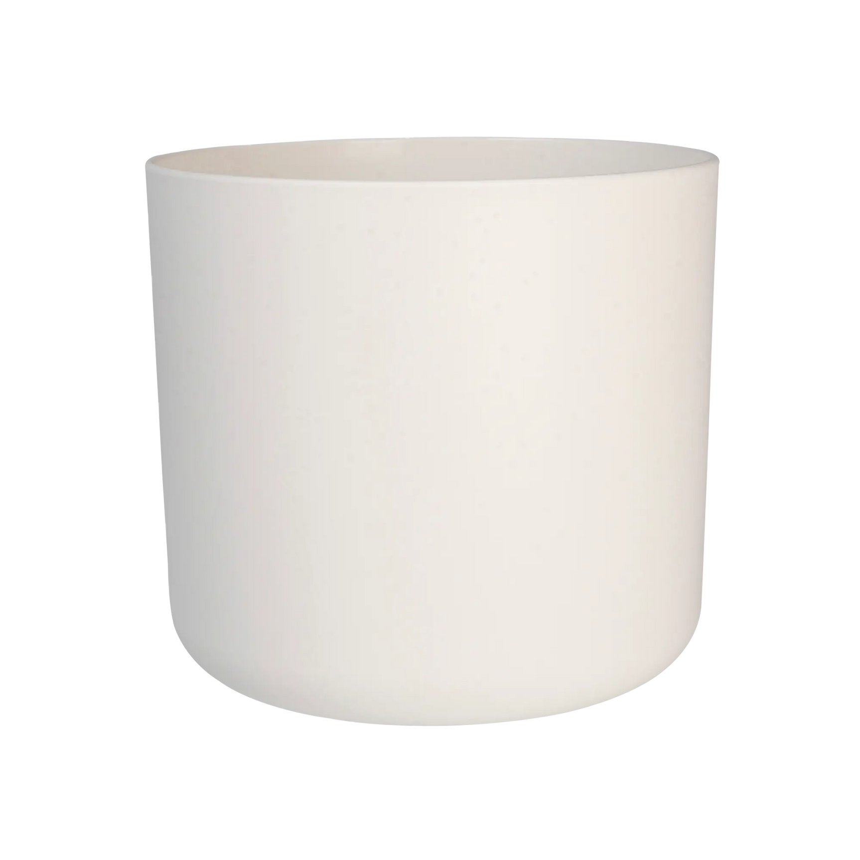 Witte ronde plantenpot met gladde wanden en elho-logo