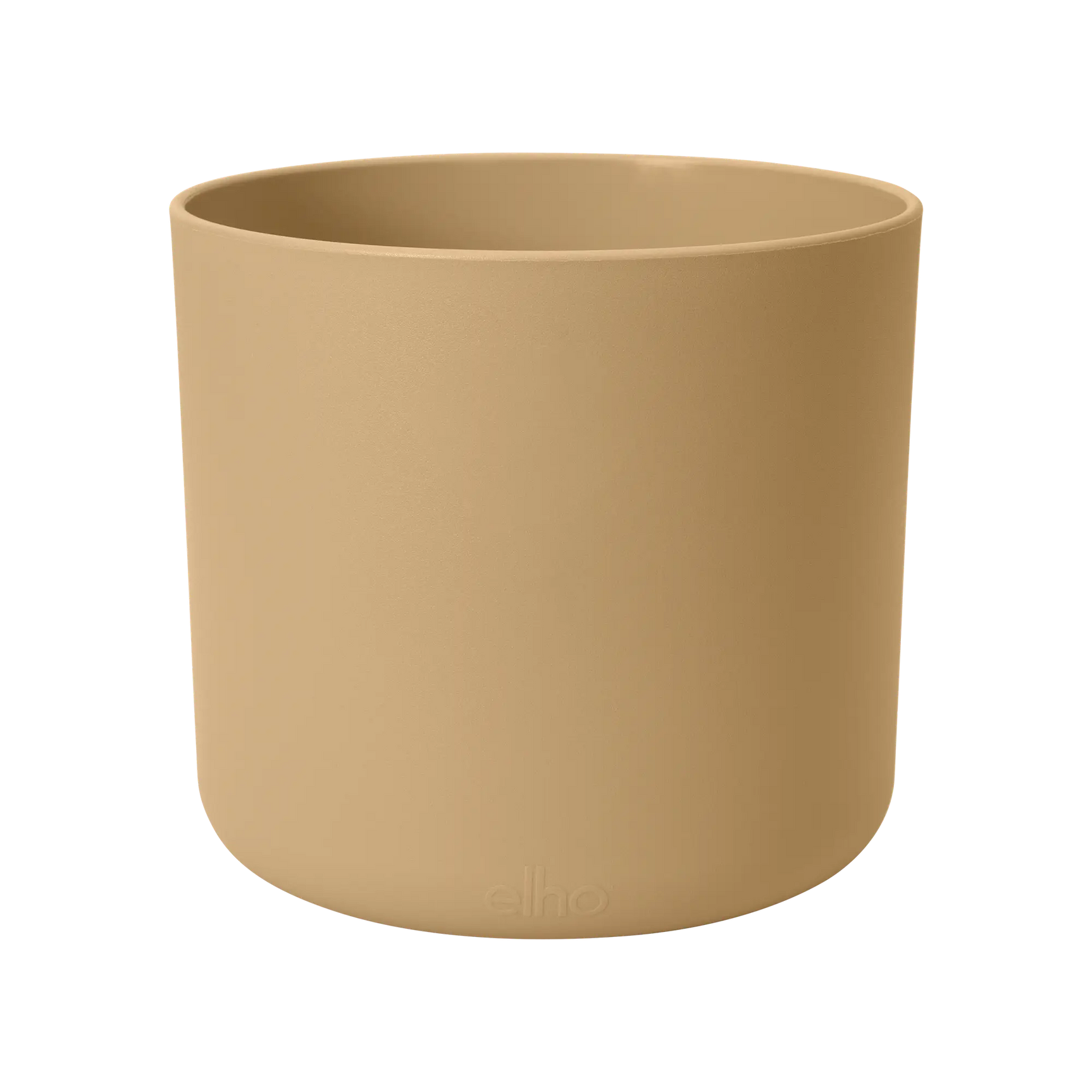 Zandkleurige ronde bloempot Elho b.for soft met brede rand