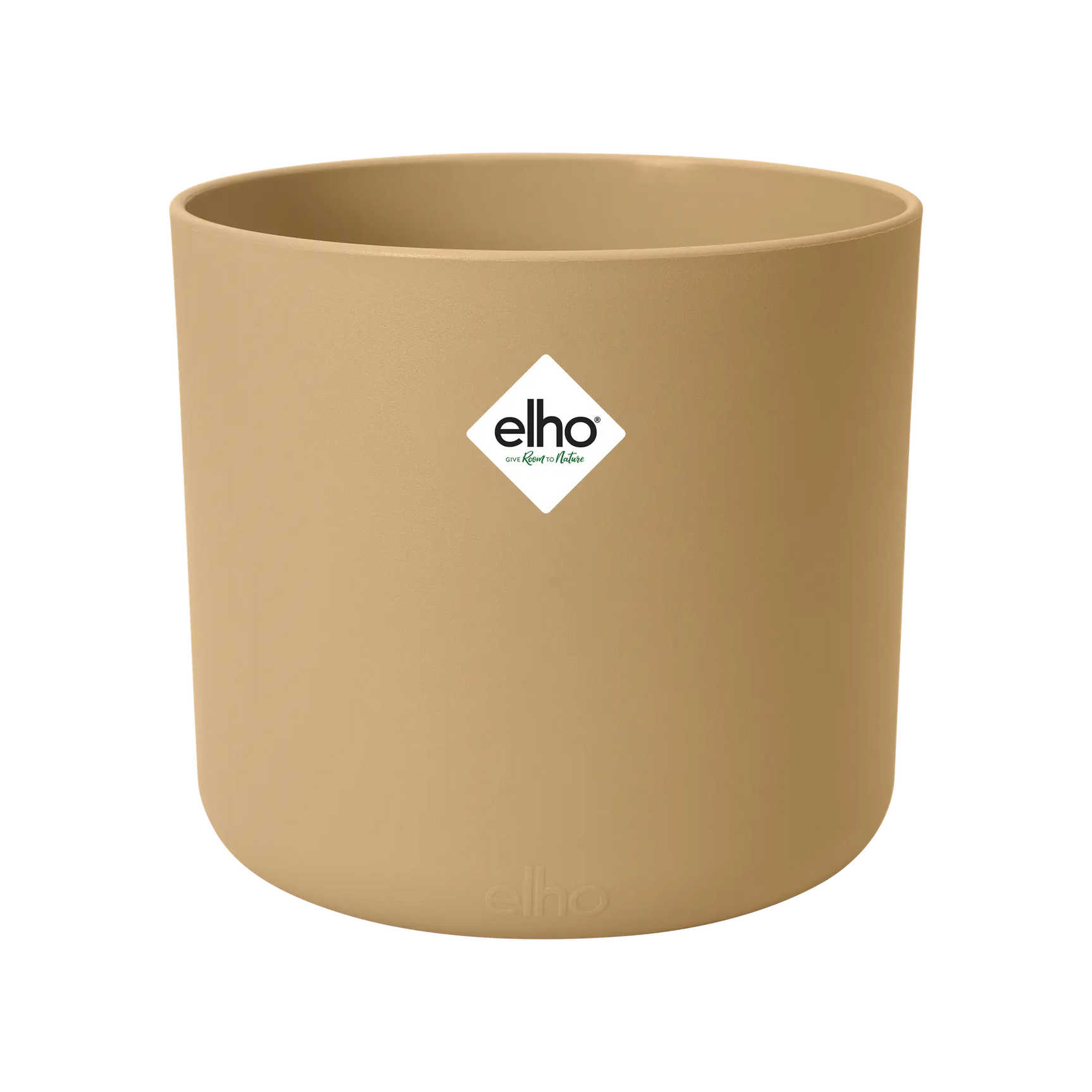 Elho b.for soft ronde plantenpot, zand/goudkleurig, met elho logo vooraan