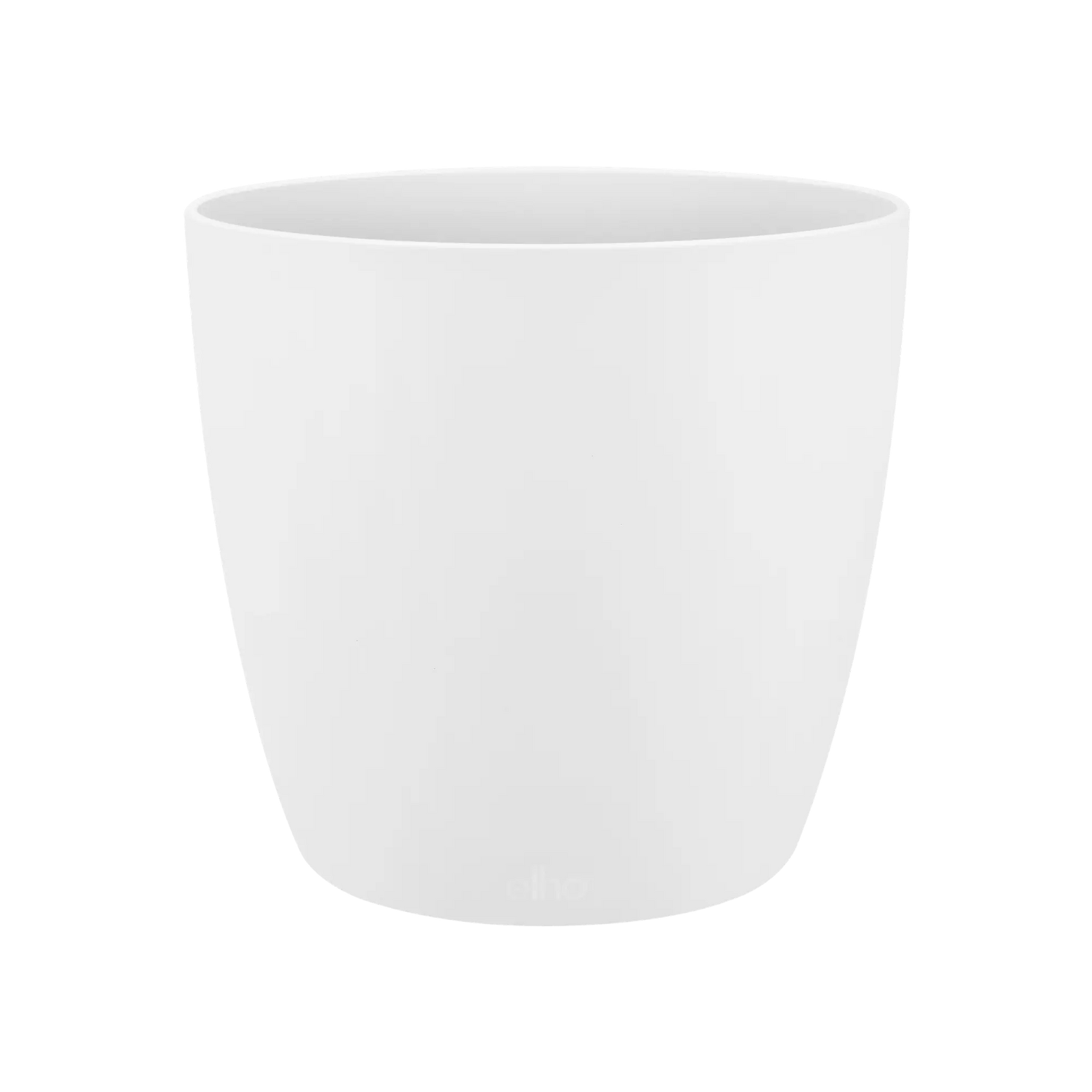 Witte ronde bloempot met glad oppervlak en taps toelopende vorm