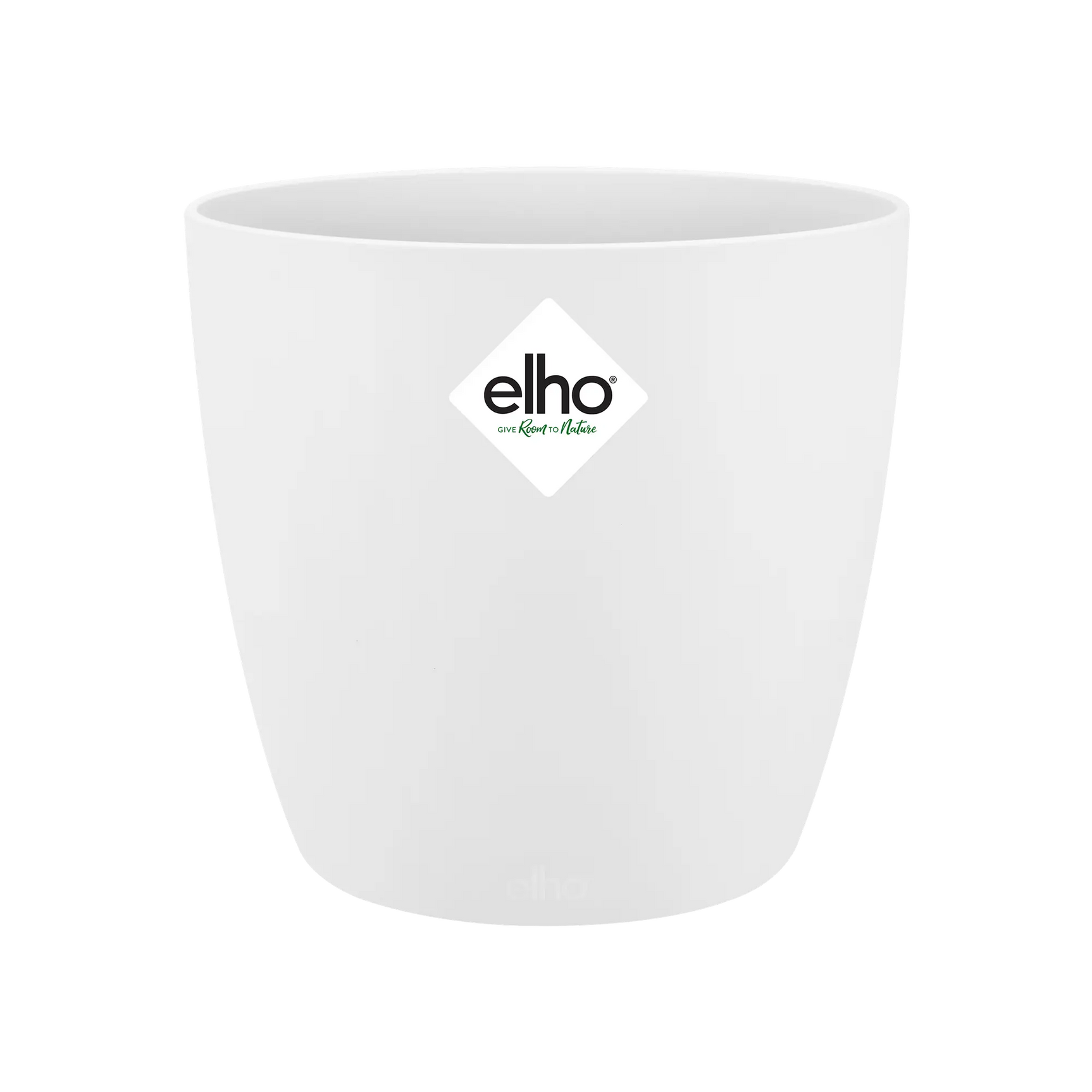 Witte Elho brussels mini ronde bloempot, gladde kuipvorm met elho-logo