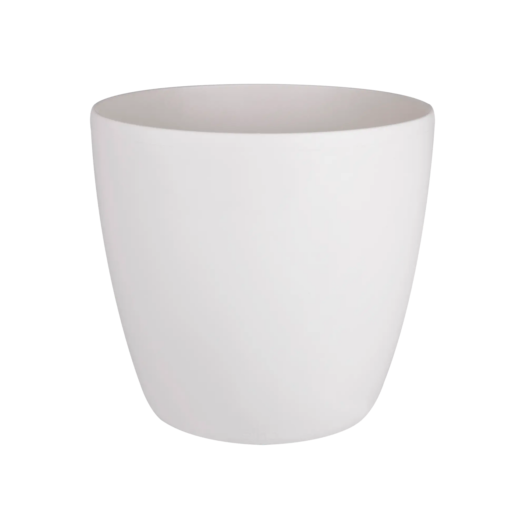 Witte ronde bloempot met gladde schaal, zonder zichtbare opdruk