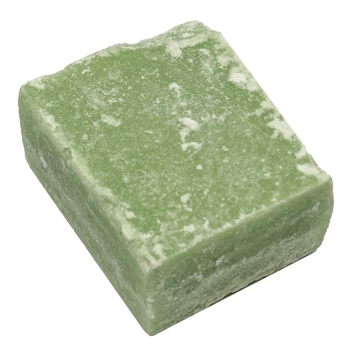 Geurblokje met eucalyptus, groen geperst zeepblok met lichte textuur en randen