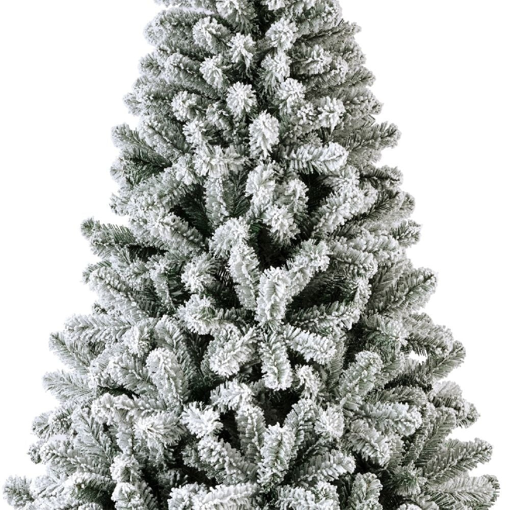 Kunstkerstboom takken met witte sneeuwaccenten, centraal loof