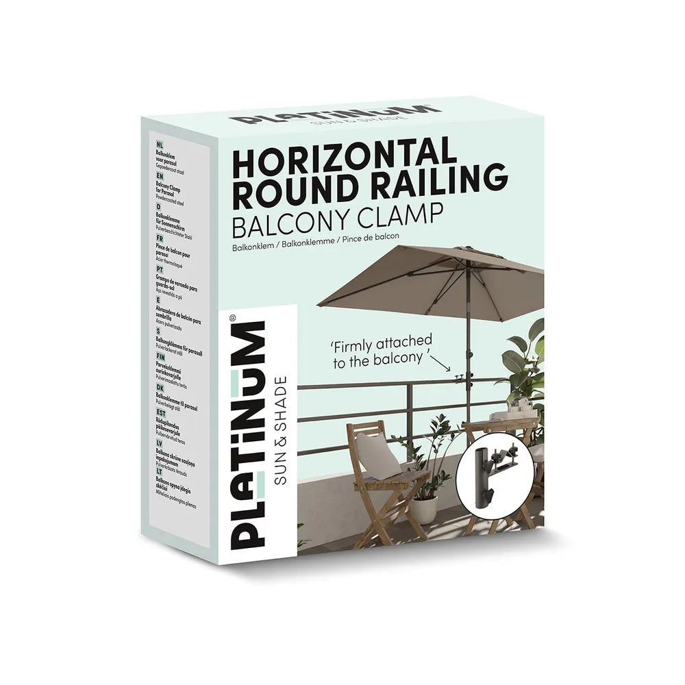 Doos met Platinum horizontale ronde railingklem voor balkon, Ø38 mm