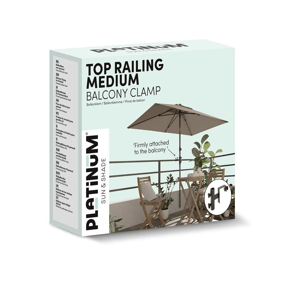 Verpakking voor top railing balconyklem, medium, Platinum Sunshade