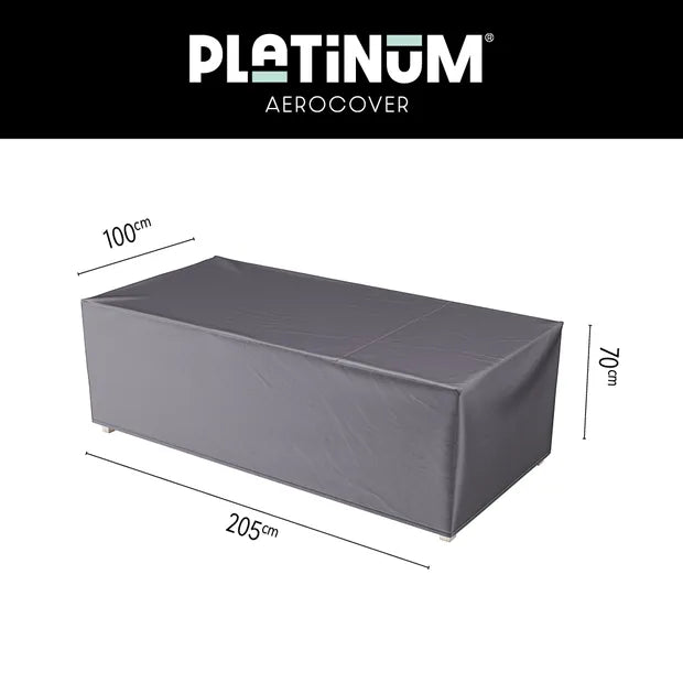 Grijze loungebankhoes met afmetingen 205x100xH70