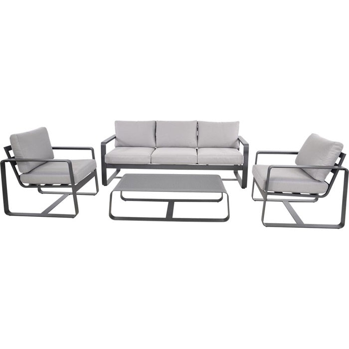 Loungeset Belezza met tweezitsbank, twee fauteuils en rechthoekige bijzettafel