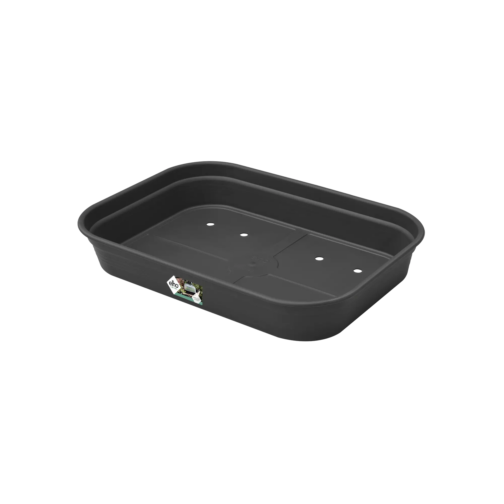 Elho kweektray rechthoekig, donkergrijs met afwateringsgaatjes in de bodem.