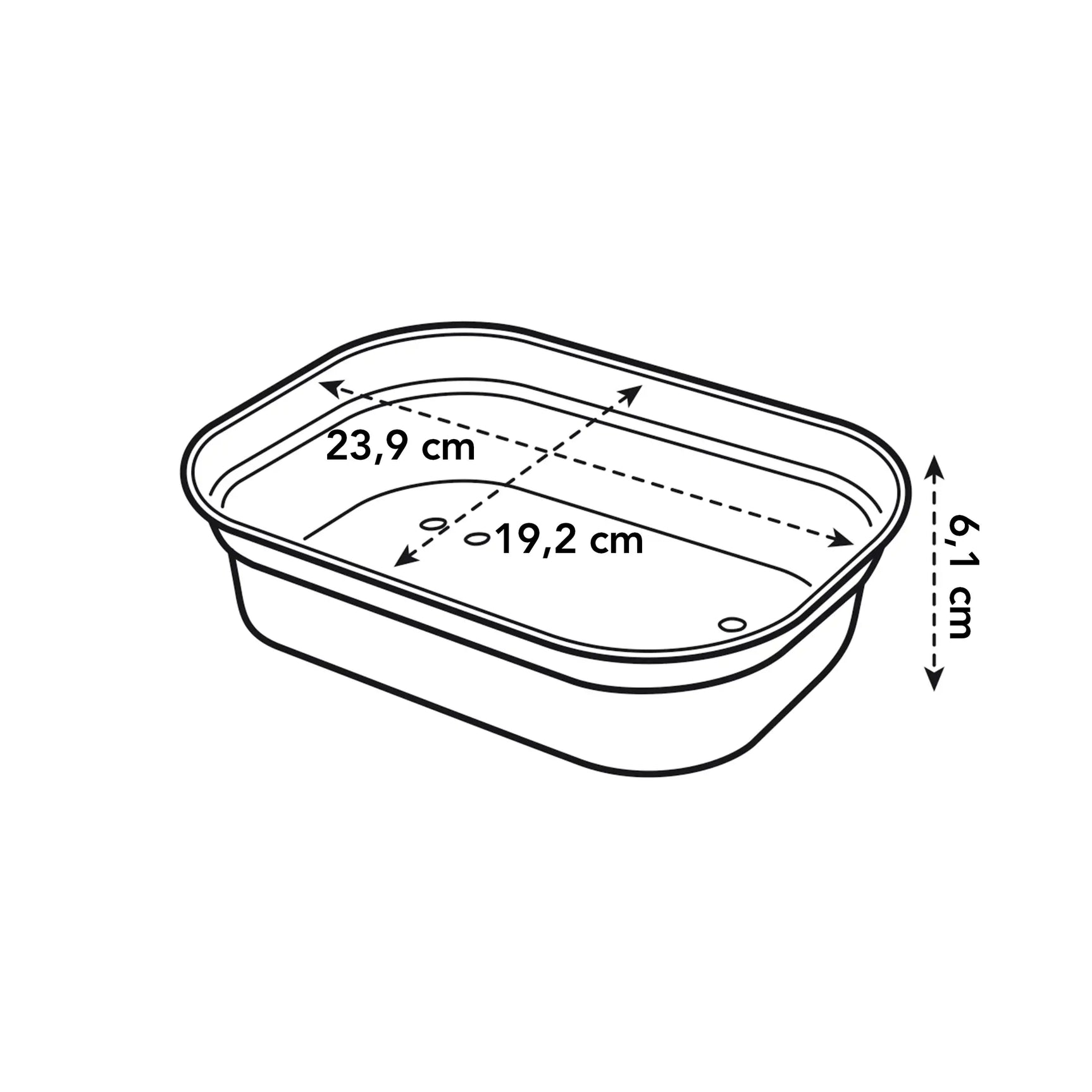 Elho kweektray schets met afmetingen 23,9 cm x 19,2 cm x 6 cm, kunststof bak