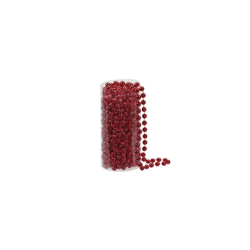 Rode kralenketting met 8 mm kralen, opgerolde kettingstreng