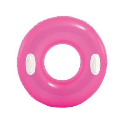 Roze opblaasbare ring met twee witte handgrepen