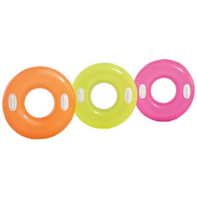 Opblaasbare ring van glanzend oranje met twee witte handgrepen